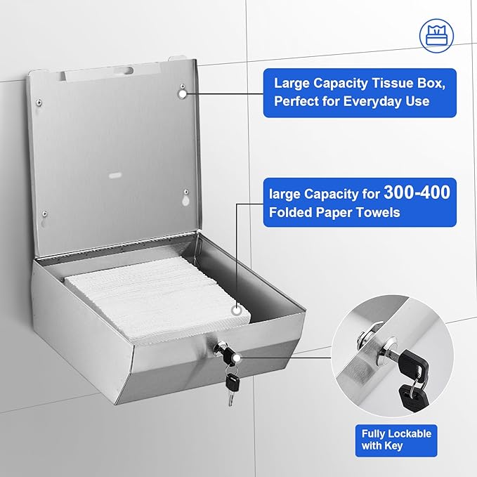 Commercial Paper Towel Dispenser Wall Mount, Stainless Steel C-Fold Multifold - Image 3