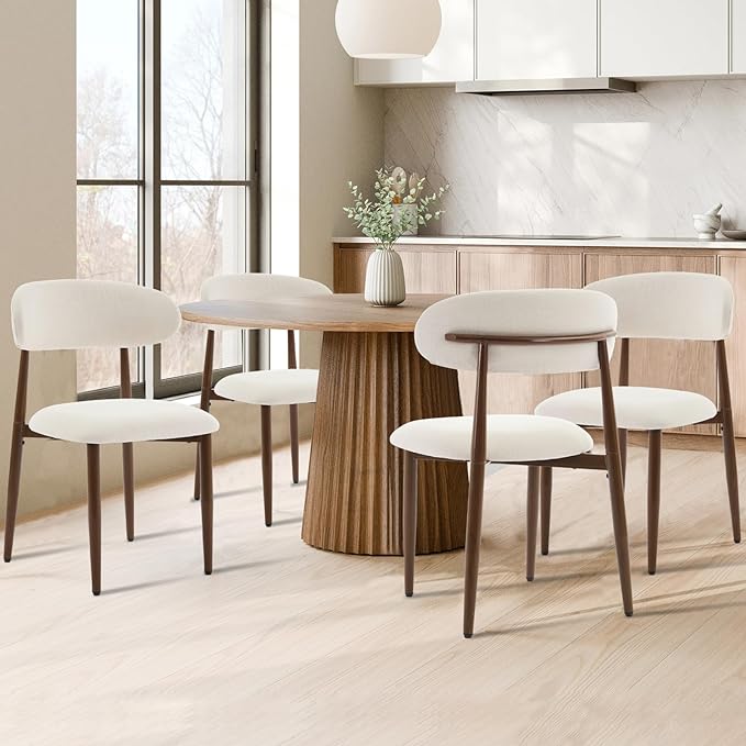 UVV Dining Chairs Set of 4, Metal Kitchen Chairs with Modern Fabric Upholster...