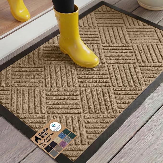 GORILLA GRIP 100% Waterproof All-Season WeatherMAX Doormat US Designed Natural by GorillaGrip