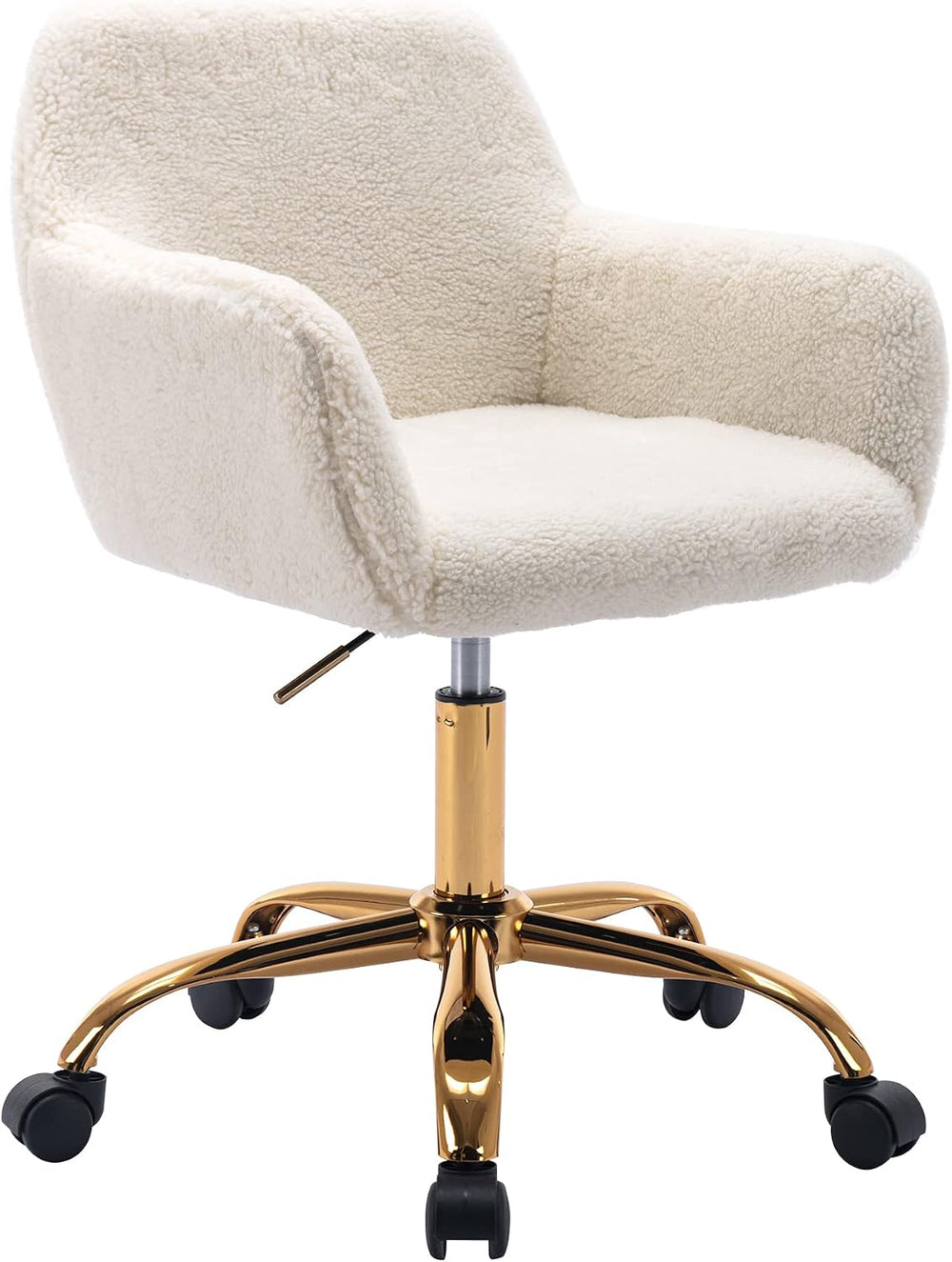 KCC Faux Fur Office Desk Chair, Comfy Swivel Armchair with Wheels, Upholstere...