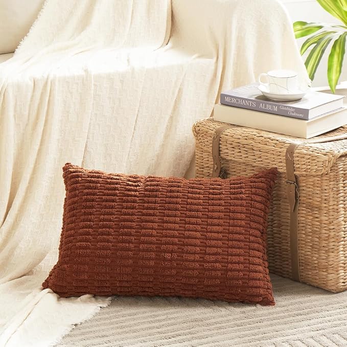Fancy Homi 4 Packs Rust Long Lumbar Decorative Throw Pillow Covers 14x24 Inch - Image 2