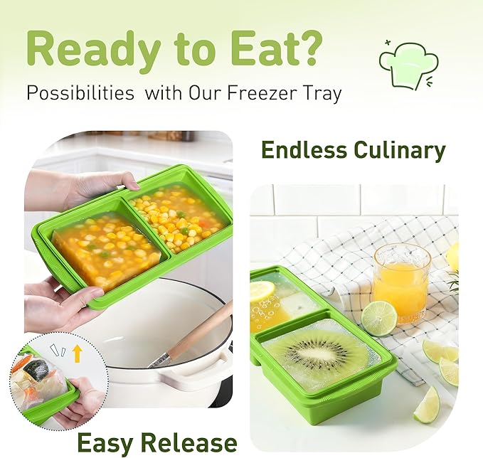 Silicone Freezer Tray with Lid Soup Freezer Container Molds with Steel - Image 5