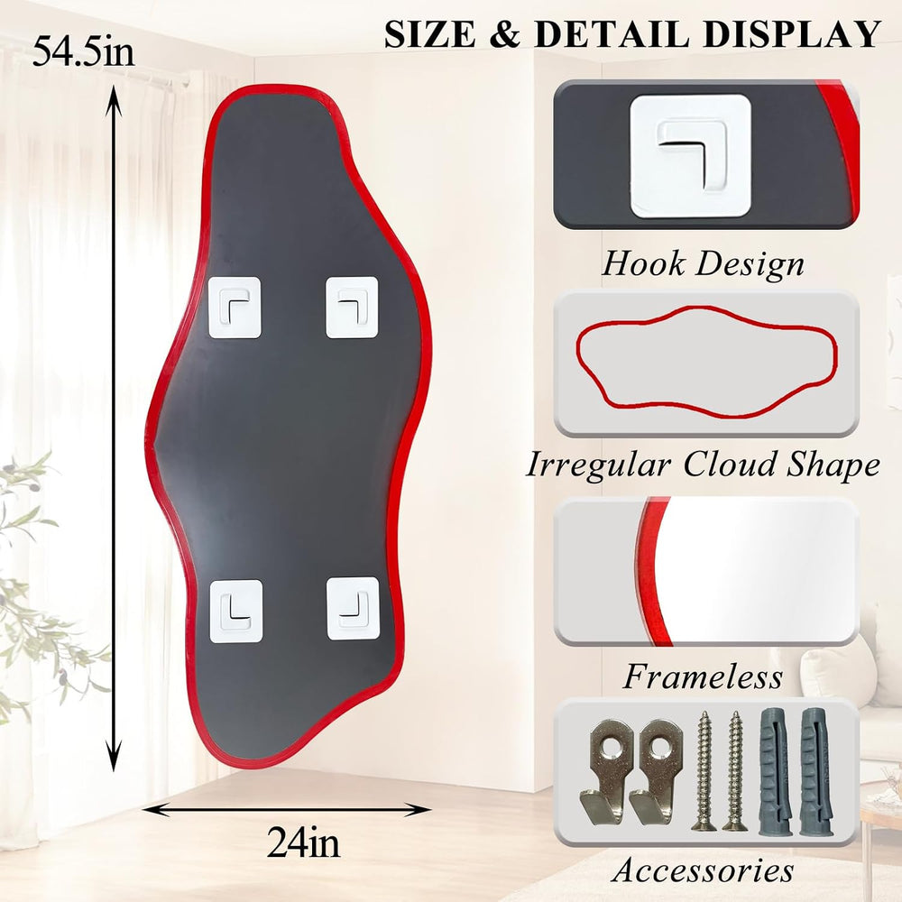 54.5"x24" Irregular Wall Mirror, Asymmetrical Frameless Mirror