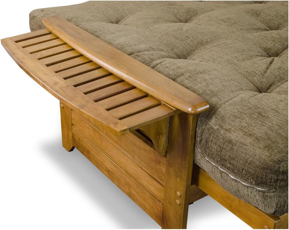 Brentwood Tray Arm Full Size Wood Futon Frame - Heritage Finish