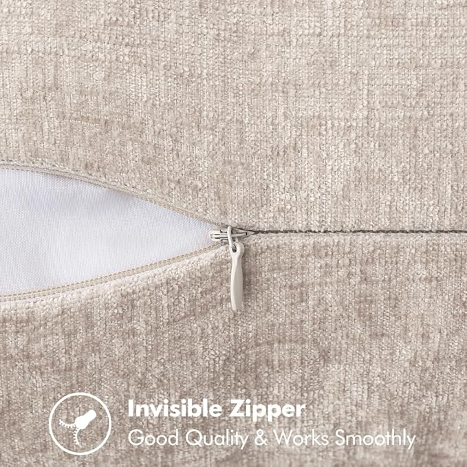 MIULEE Pack of 2 Couch Throw Pillow Covers 18x18 Inch Natural Beige Farmhouse - Image 3