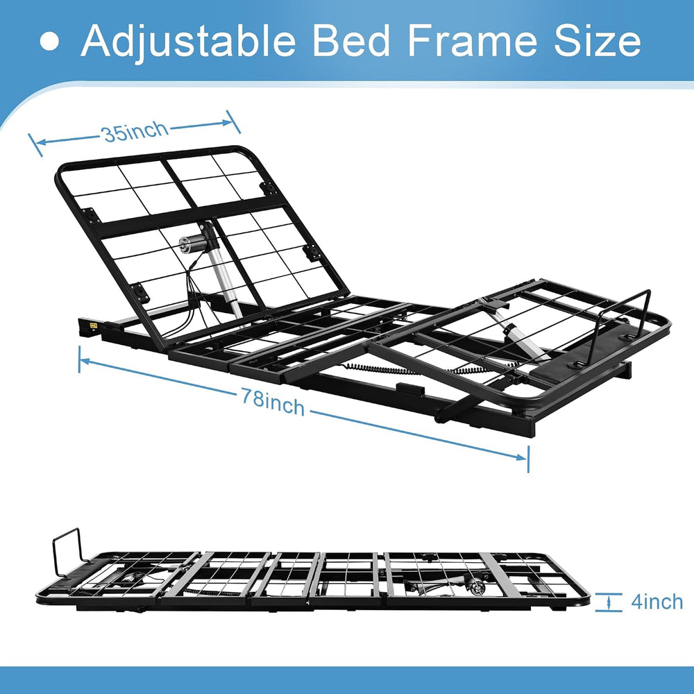 Twin XL Adjustable Bed Frame Without Legs for Rv Platform Storage Bed