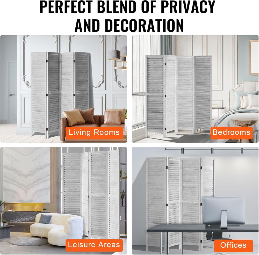 VEVOR Wood Room Divider, 4 Panel Folding Privacy Screen, Indoor Wooden Partit...