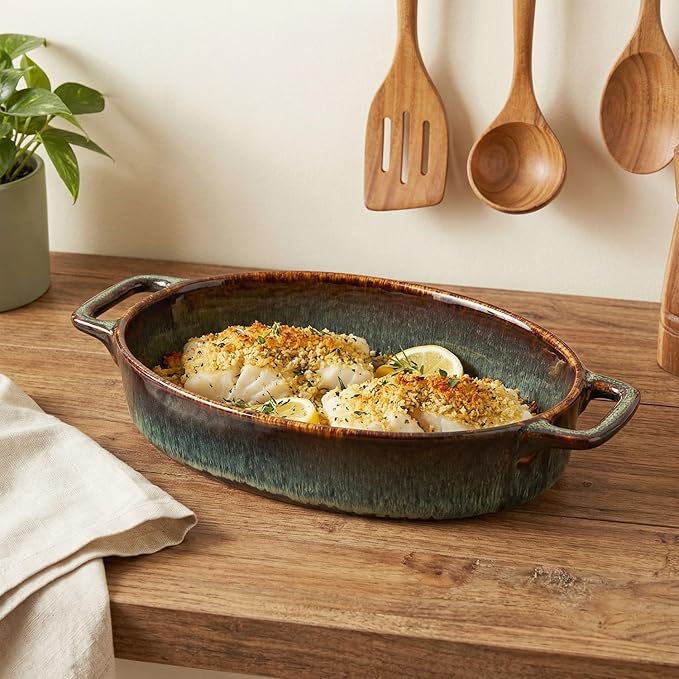 9" x 6" Porcelain Oval Casserole Dishes, 2 pieces Baking Dish