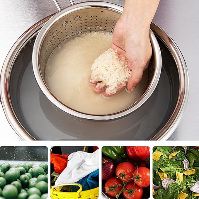 Stainless Steel Perforated Metal Colander Strainer - Image 6