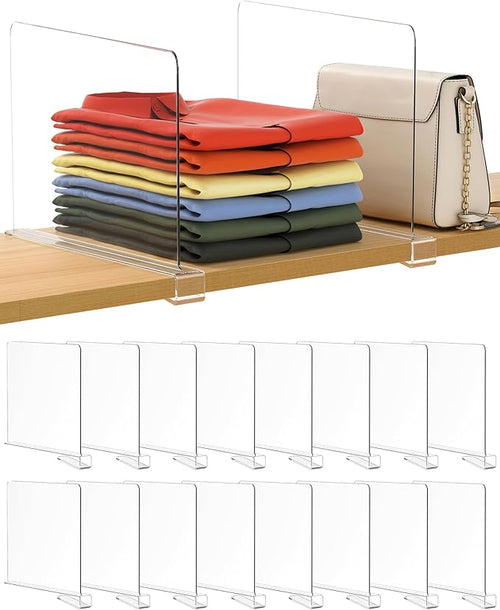 16 Pack 12 Inches Clear Shelf Dividers by Famyards
