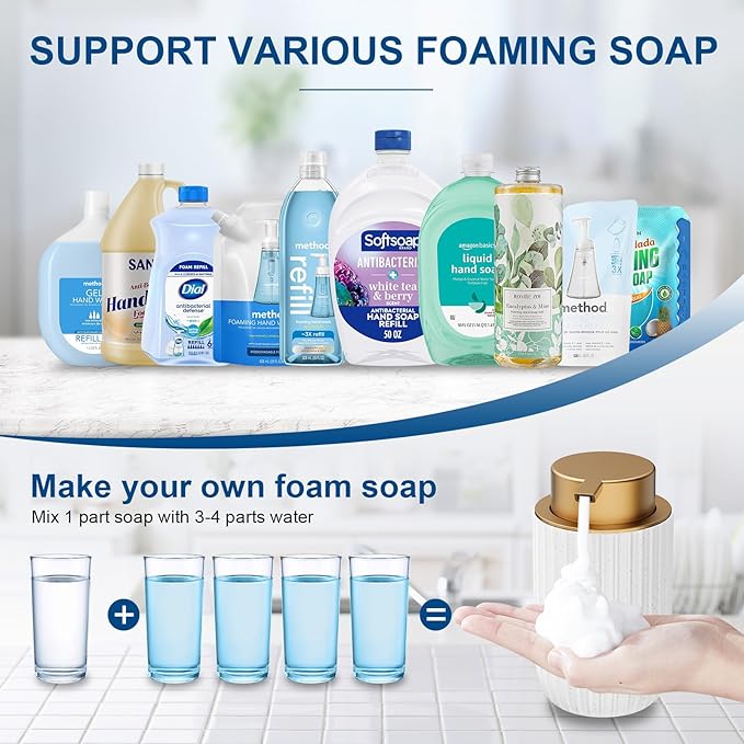 Ceramic Foaming Soap Dispenser, 12 oz Bathroom Foam Hand Soap Dispenser - Image 4