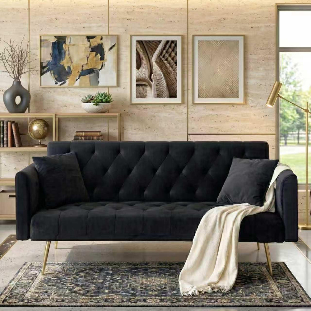 Majnesvon 71" Convertible Folding Sleeper Sofa Couch,Modern Velvet Loves...