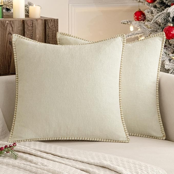 MIULEE Pack of 2 Christmas Pillow Covers 20x20 Inch Cream White Farmhouse - Image 7