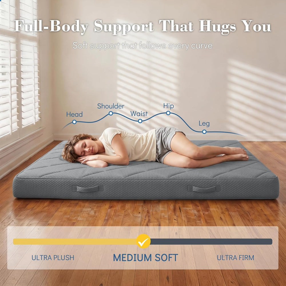 6" Full Size Futon Mattress Replacement with Handles,71X52X6"