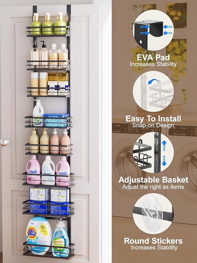 Delamu 9-Tier Over the Door Pantry Organizer, Adjustable Pantry Door Organizers - Image 4