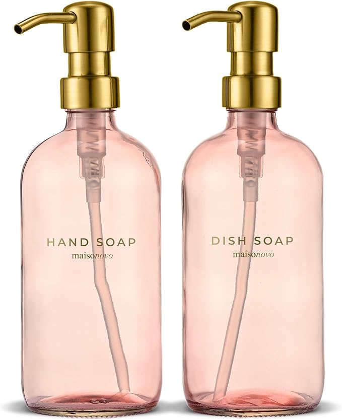 MaisoNovo Soap Dispenser 2-Piece Set | 16.9oz Pink Bottles by MaisoNovo-TheArtofSustainableLiving