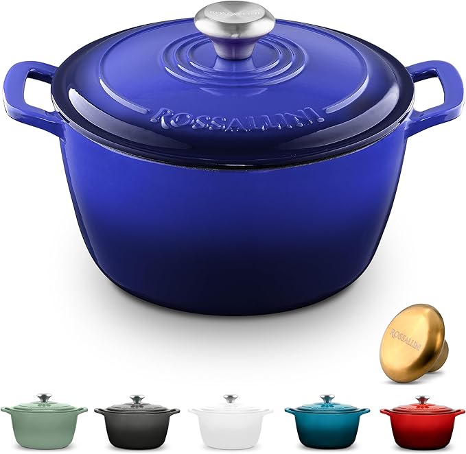 ROSSALLINI Signature Enameled Cast Iron Dutch Oven, Non-Stick Serving Pot by RossalliniSignatureStoneware