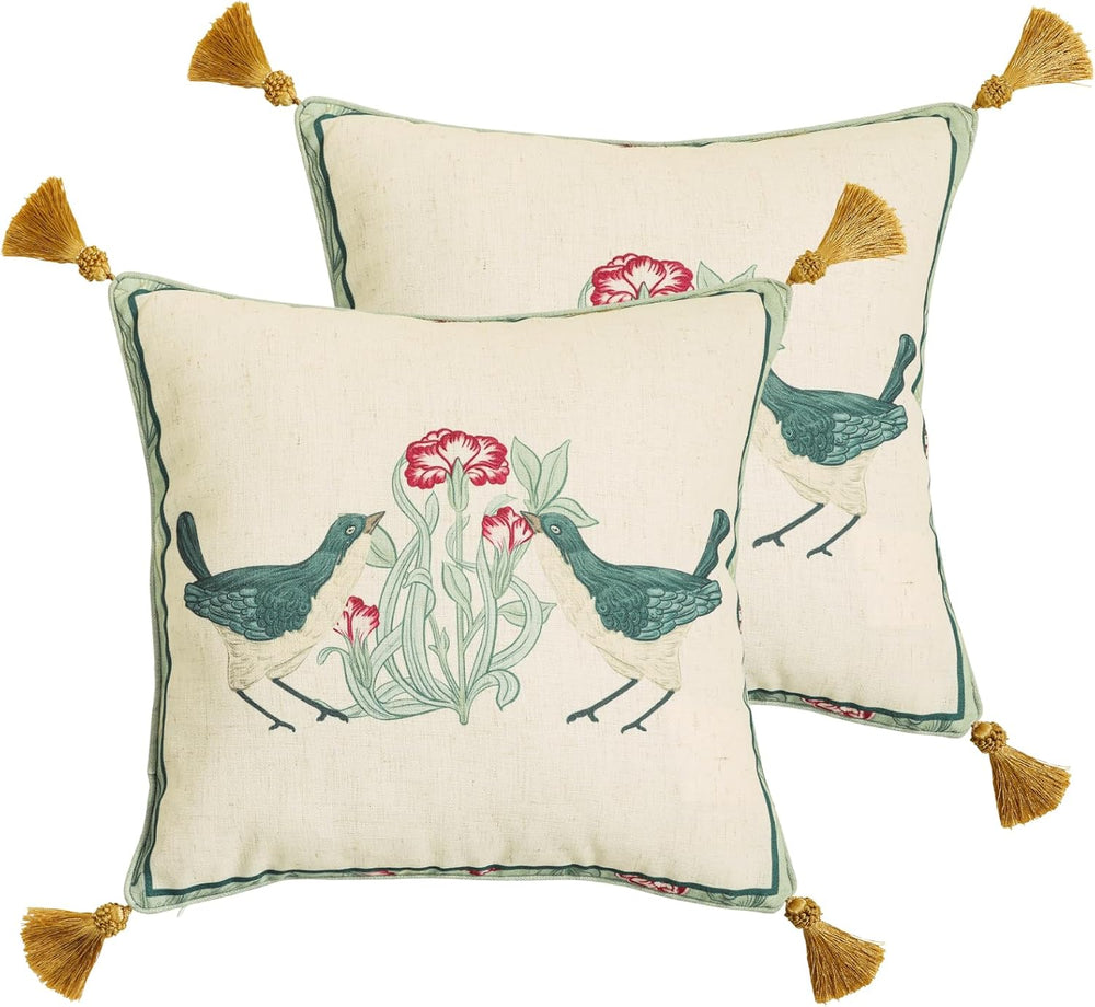 patdrea French Vintage Linen Throw Pillow Cover,18"x18",Set of 2-Ce...