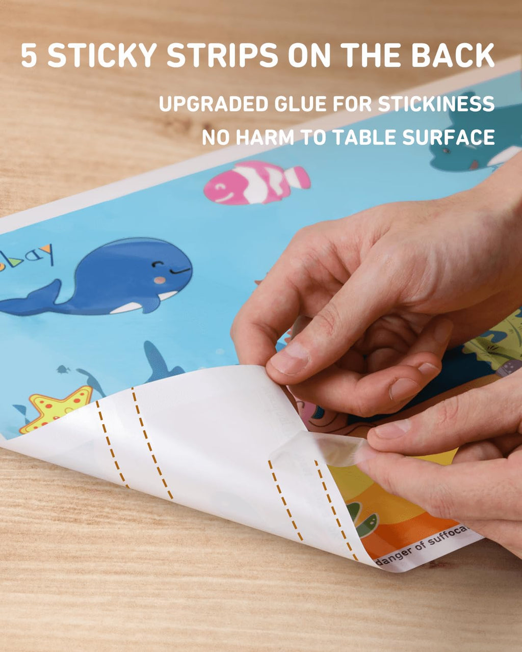 Babebay Disposable Stick-On Placemats for Baby, 60 Pack, 3 Animal Designs | Sticky Baby Table Mats, Cleaner Eating Surface, 3 Fun Animal Designs, for Babies & Toddlers, Restaurants & or on the go