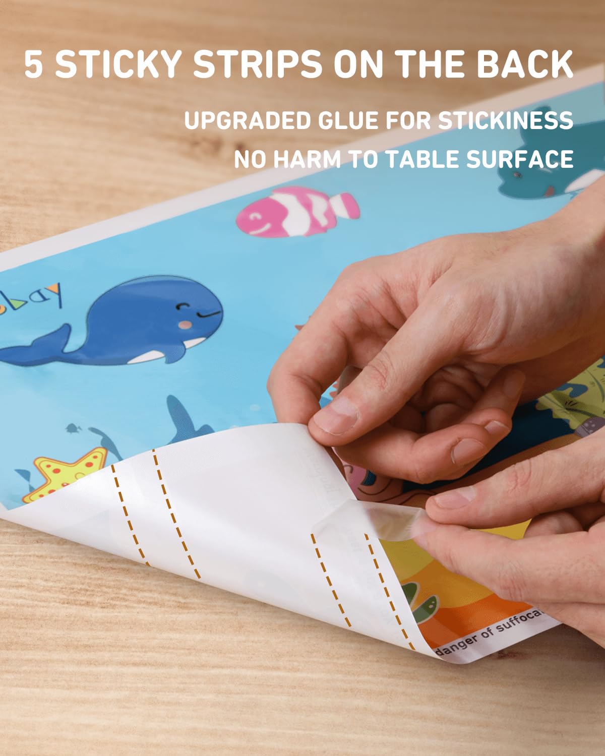 Babebay Disposable Stick-On Placemats for Baby, 60 Pack, 3 Animal Designs | Sticky Baby Table Mats, Cleaner Eating Surface, 3 Fun Animal Designs, for Babies & Toddlers, Restaurants & or on the go