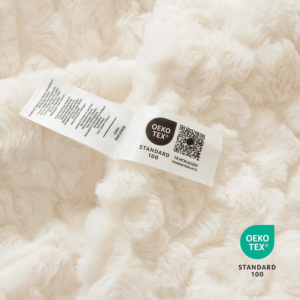 Cozy Bliss Faux Fur Throw Blanket for Couch, Fuzzy Soft Plush Thick Warm Fluf...