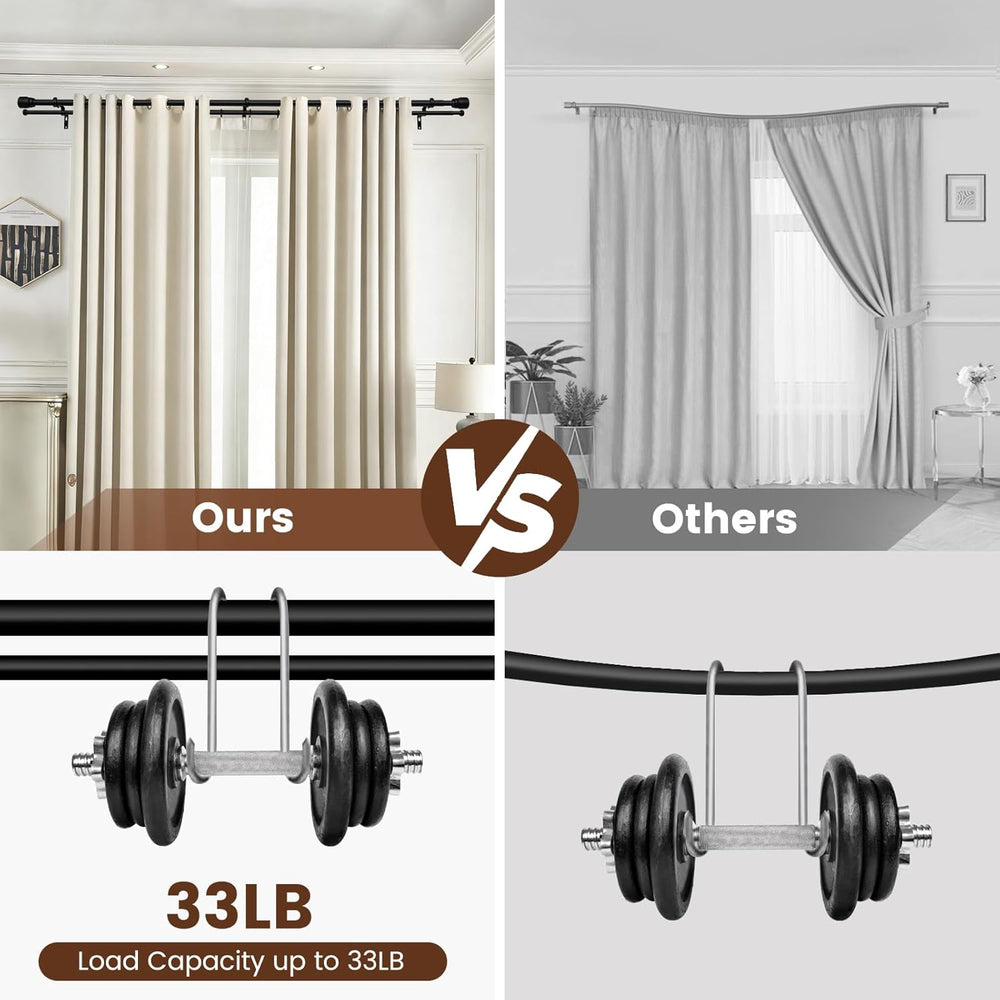 Heavy Duty Double Curtain Rod 84-120 Inch Length, 1 Inch Adjustable Matte Bla...