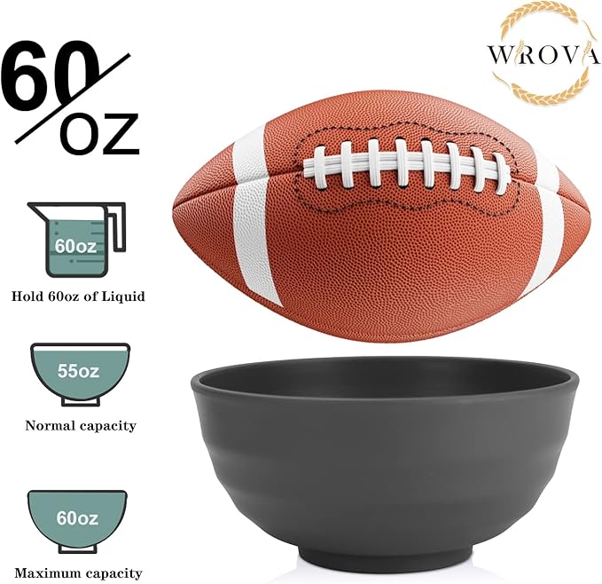 Wheat Straw Bowls Set 60 OZ Unbreakable Large Cereal Bowls Set of 6 Microwave - Image 3