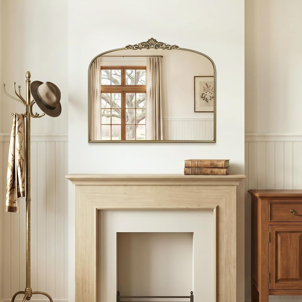 Matte Gold Vintage Mirror 36" x 30" Baroque Wall Mirror