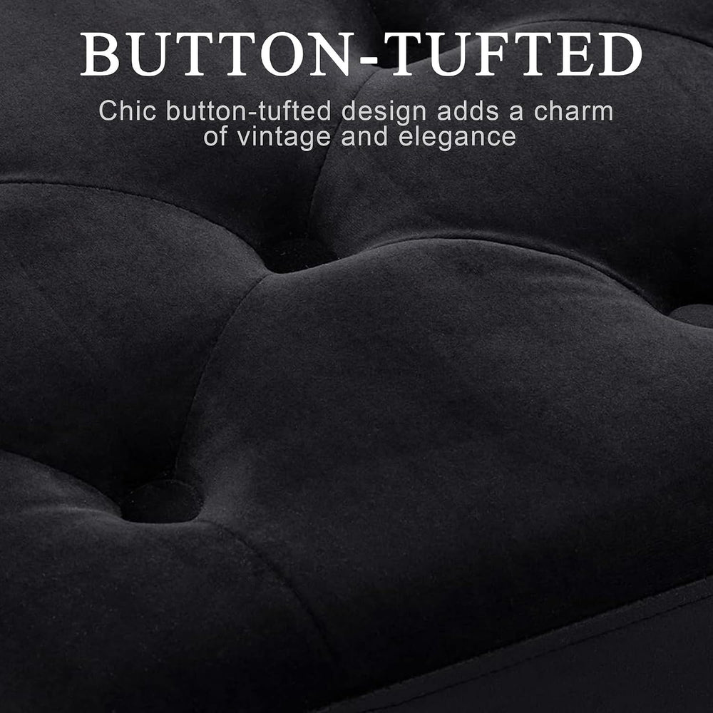 DUHOME Button-Tufted Ottoman Bench, Upholstered Bedroom Benches Velvet Footre...
