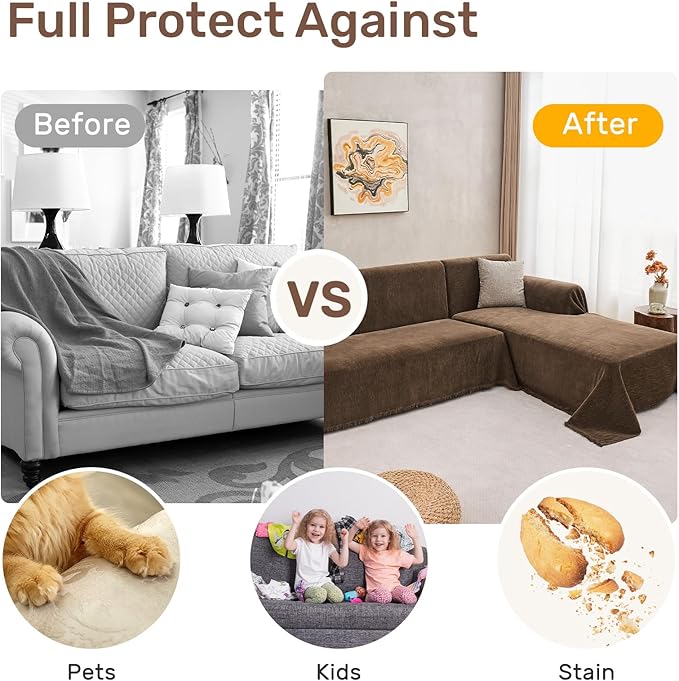 Sectional Couch Covers, 2 Pieces Washable L Shaped Couch Covers Sofa Blanket - Image 4