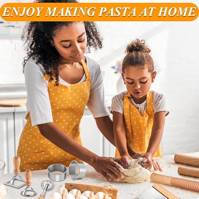 Pasta Making Tools, 1 Gnocchi Board, 1 Dough Cutter, 1 Ravioli Cutter, 2 Pasta - Image 7