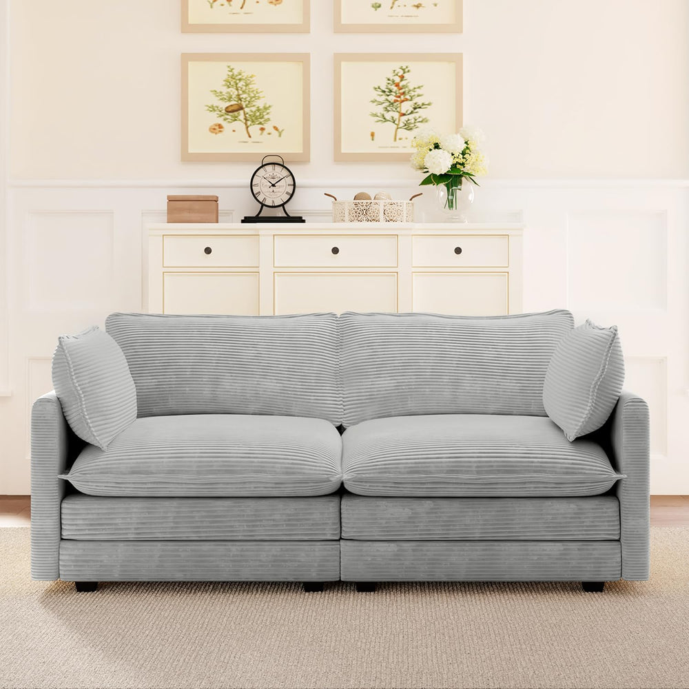 ROWHY 78'' Sectional 2 Seat Cloud Loveseat with 2 Throw Pillows, Mode...