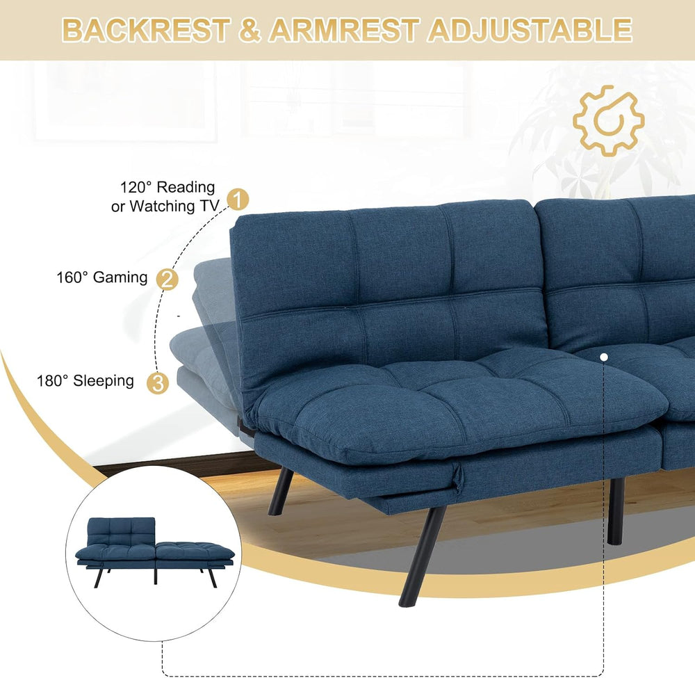 MUUEGM Futon Convertible Sofa Bed, Memory Foam Sleeper Couch,Modern Loveseat ...