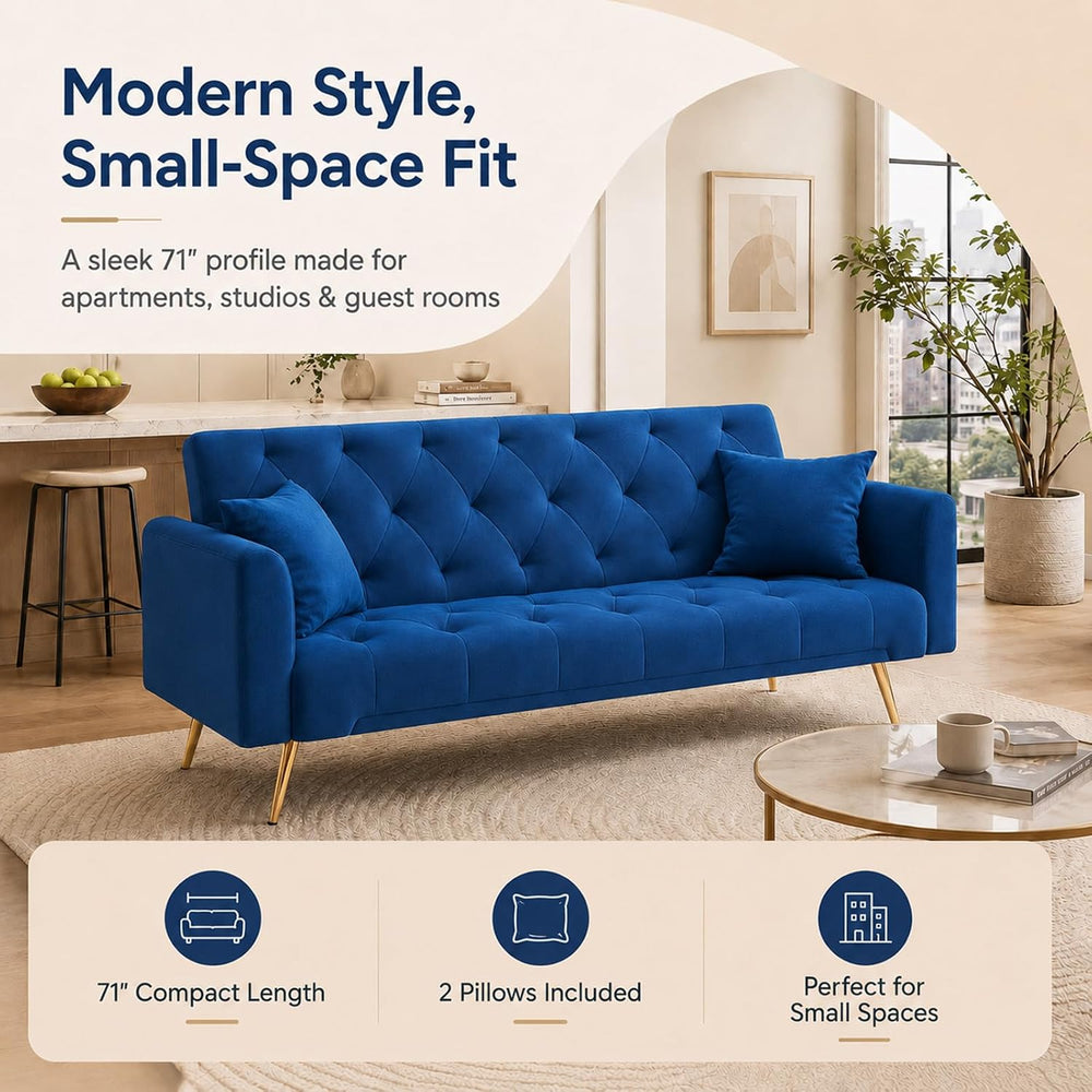 Majnesvon 71" Convertible Folding Sleeper Sofa Couch,Modern Velvet Loves...