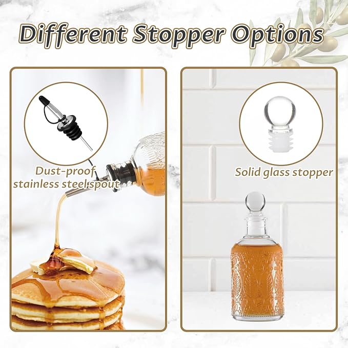 Retro Glass Syrup Dispenser Bottle 7oz, Oil and Vinegar Cruet - Image 4