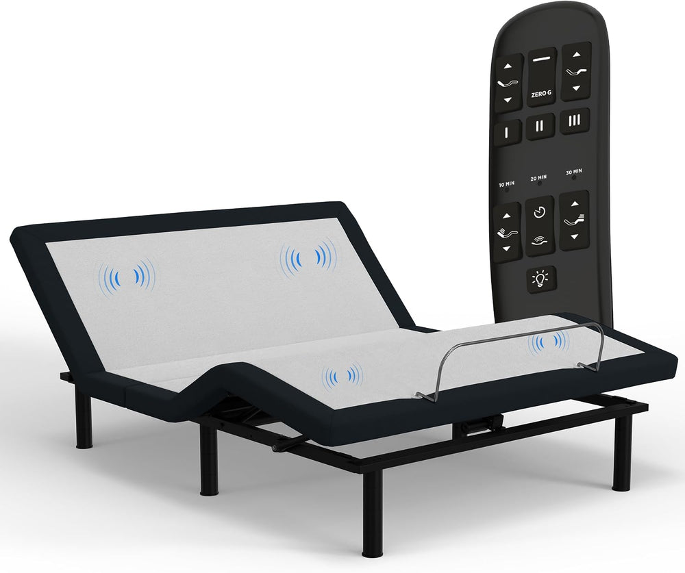 Blissful Nights e4 King Adjustable Bed Frame with Massage, Anti-Snore, Zero G...