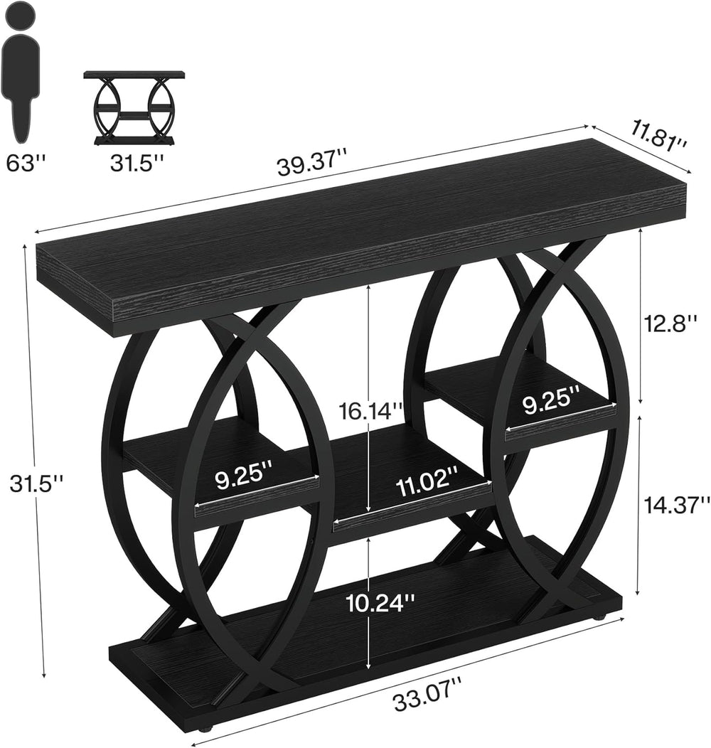 Tribesigns 39.4" Console Table, Industrial 4-Tier Sofa Table Entryway Ta...