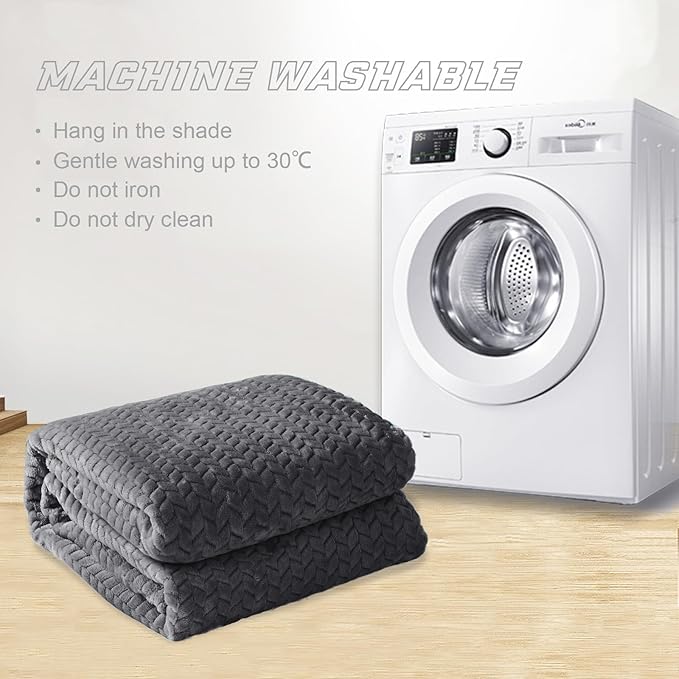 Exclusivo Mezcla Dark Grey Fleece Throw Blanket - Image 8