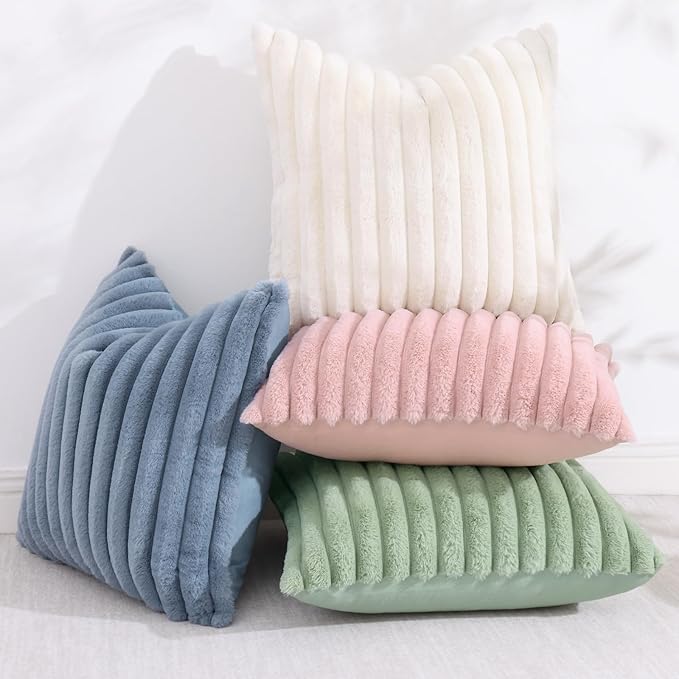 decorUhome Cozy Faux Fur Throw Pillow Covers 26x26 Set of 2 Decorative Soft - Image 4