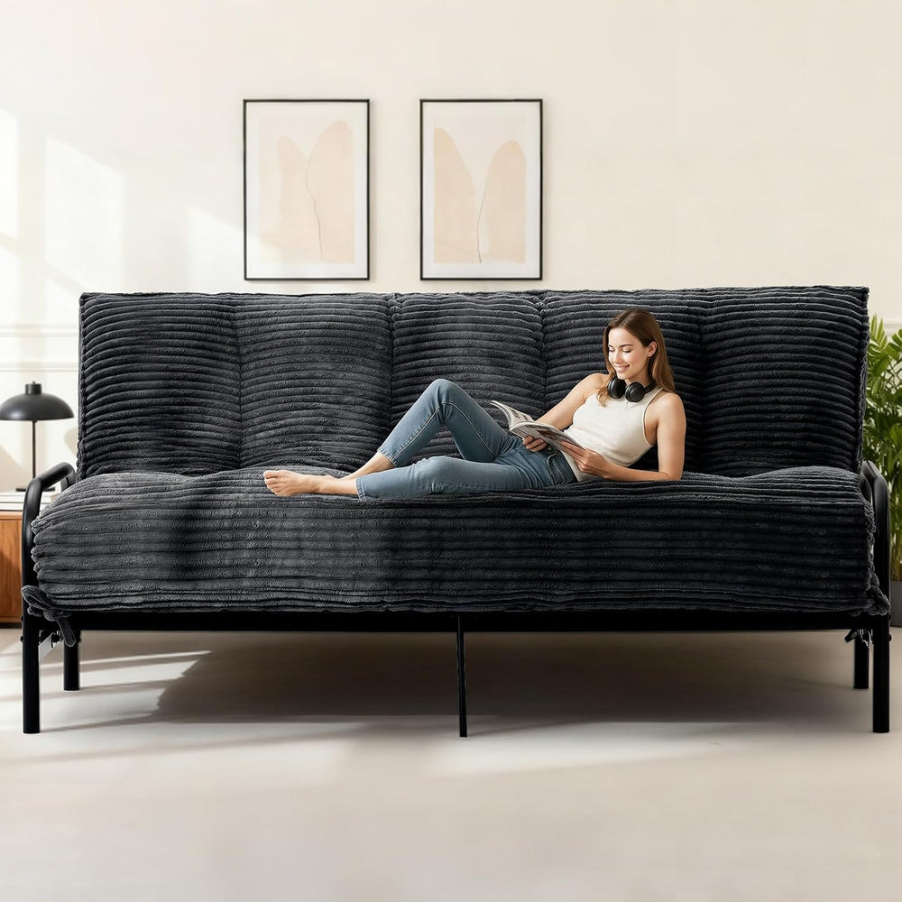 10" Futon Mattress Queen Size,Futons Sofa Couch Bed with Straps, Thick C...
