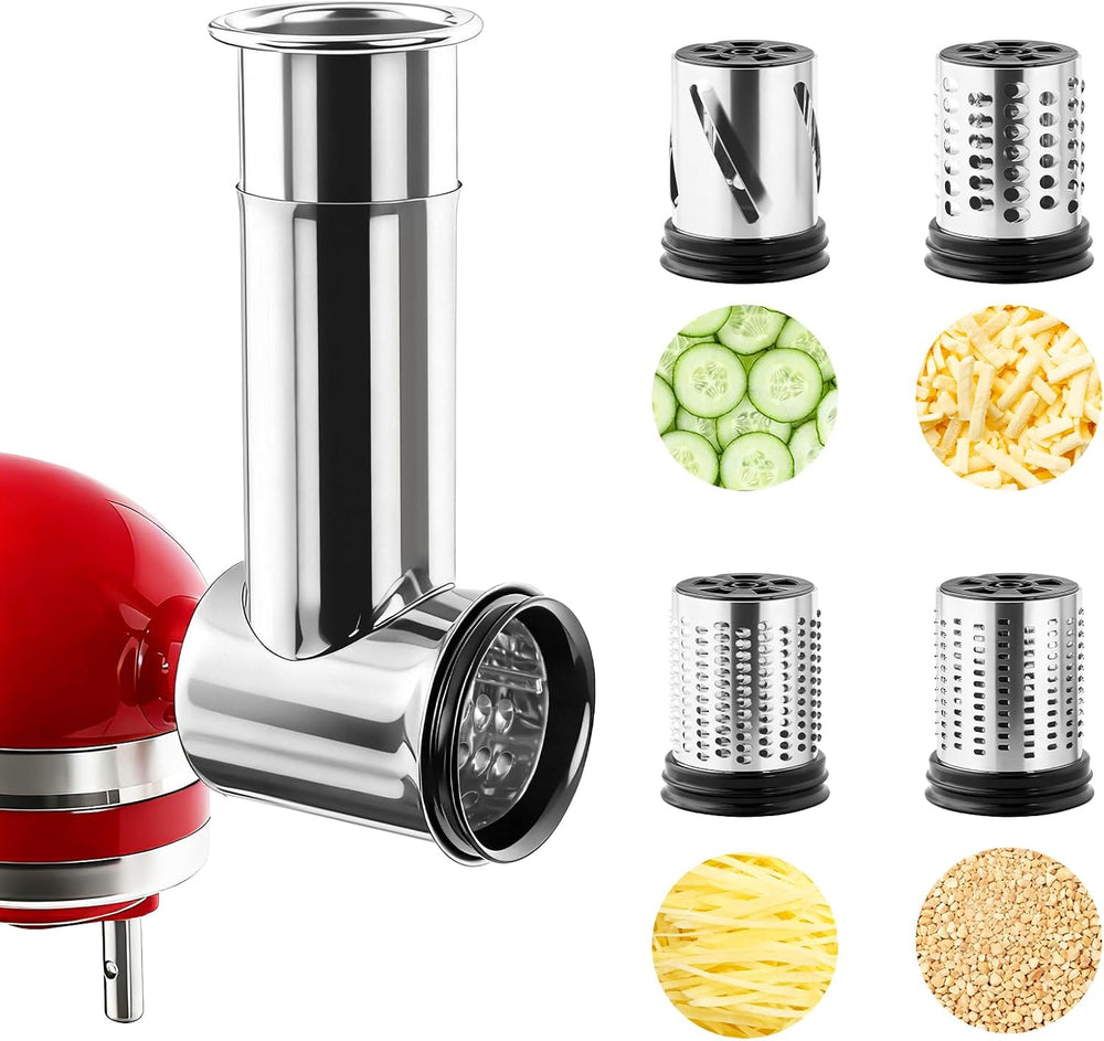 KITOART Stainless Steel Slicer Shredder & Cheese Grater Attachment
