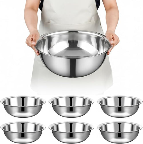 6 Pcs Stainless Steel Mixing Bowls Metal Mixing Bowls Extra Large Basin Salad by Unknown
