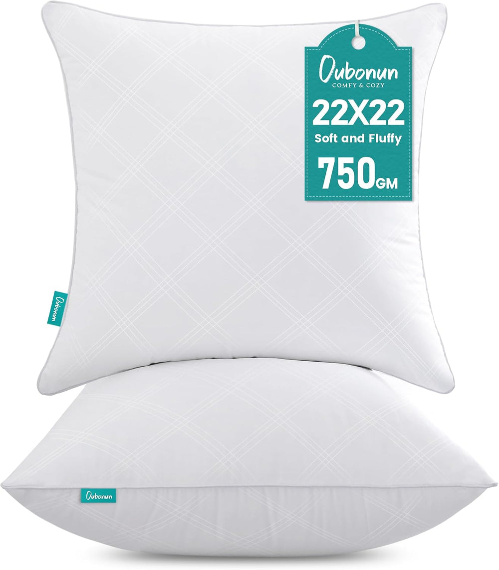 Oubonun 22x22 Throw Pillow Inserts Set of 2, Soft Decorative Couch Cushion