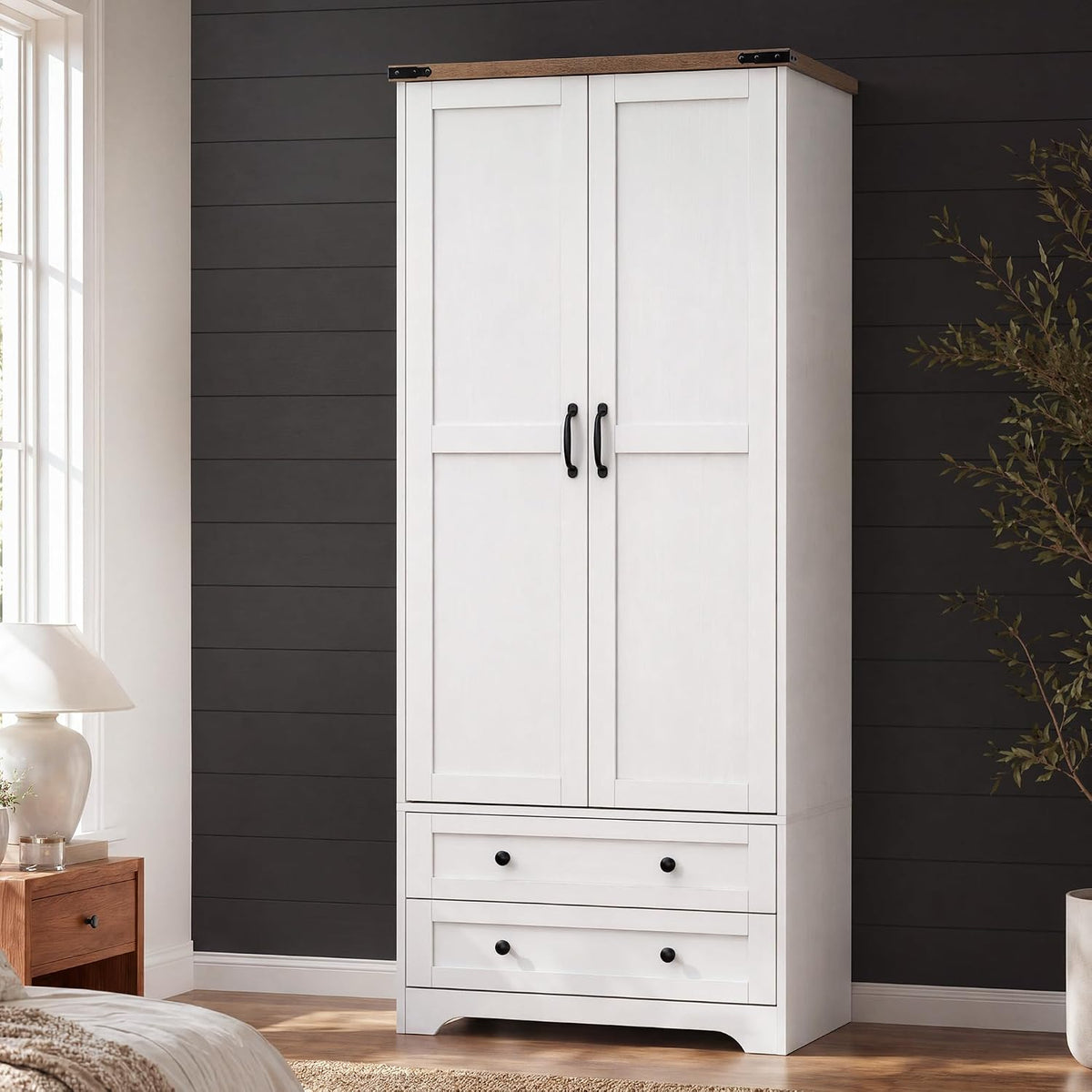 71" wooden armoire wardrobe closet with 2 doors, main product view