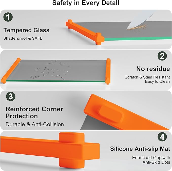 Glass Cutting Boards for Kitchen, European Grey Glass Paired - Image 4