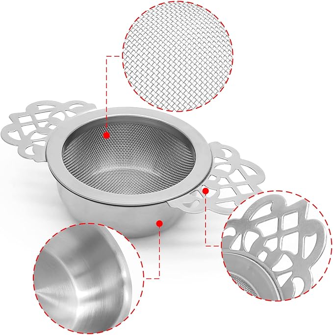 Bonsicoky 2 Pack Tea Strainer Bowl, Stainless Steel Loose Leaf Tea Filter - Image 3