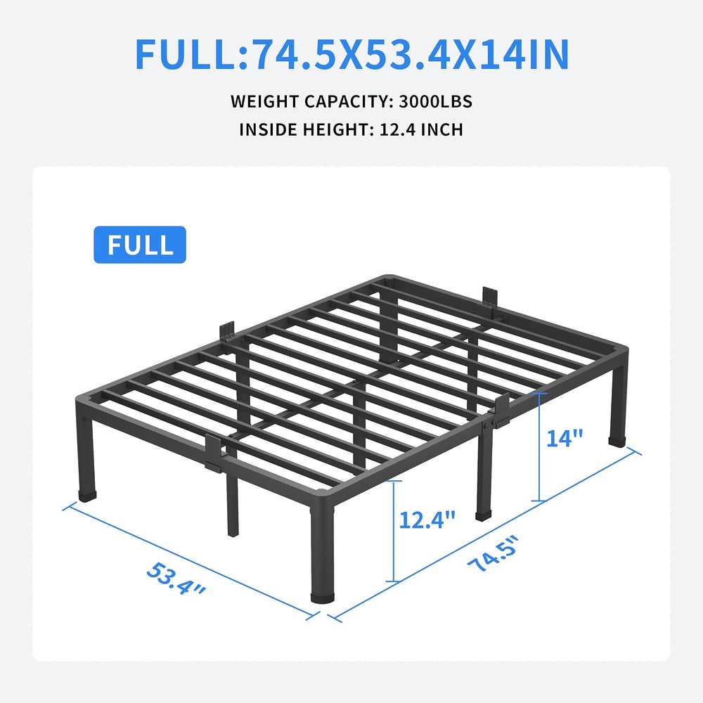 MAF 14 Inch Full Size Metal Platform Bed Frame with Round Corner Legs