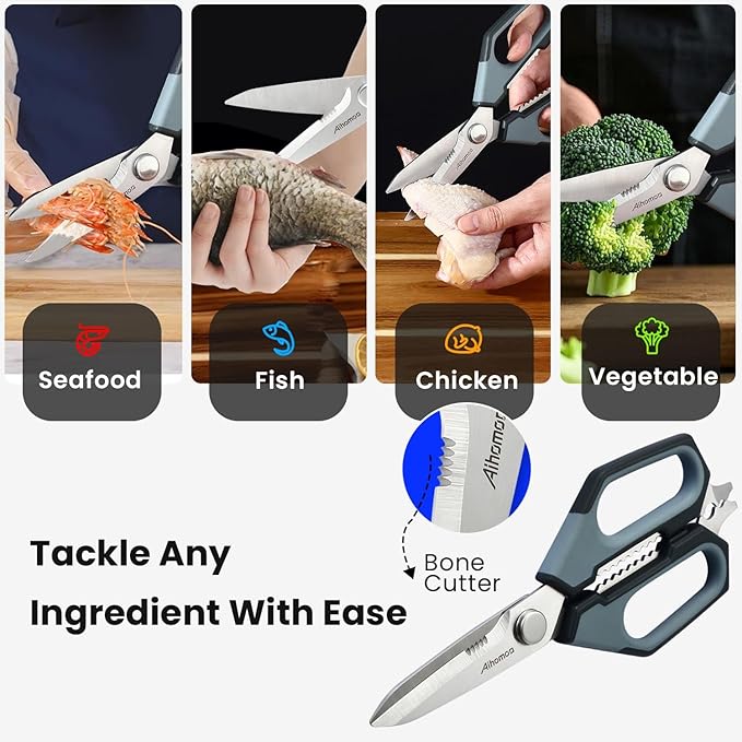 Sharp Nordic-Style Kitchen Shears Soft Comfort Handle, All Purpose Scissors - Image 3