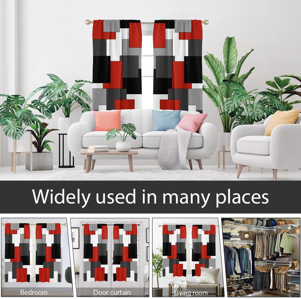 AAtter Red and Black Window Curtains, Extra Wide 52" W x 63" L, 2 P...