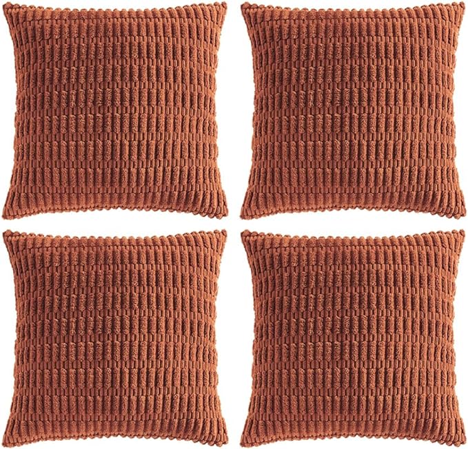 Fancy Homi 4 Packs Rust Decorative Throw Pillow Covers 20x20 Inch by Fancy+Homi